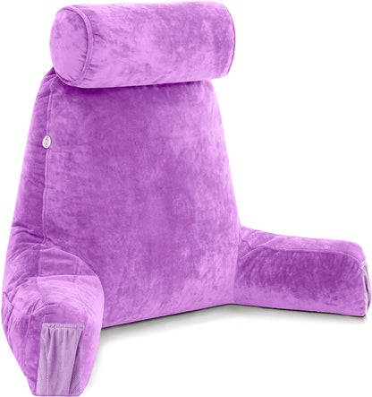 Husband Pillow XXL The Original for Adults - 30" Tall Backrest for Sitting Up in Bed - Firm Support Reading & Bed Rest Pillows for Adults, Neck Roll, Removable Cover - TV - Dark Grey