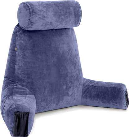Husband Pillow XXL The Original for Adults - 30" Tall Backrest for Sitting Up in Bed - Firm Support Reading & Bed Rest Pillows for Adults, Neck Roll, Removable Cover - TV - Dark Grey