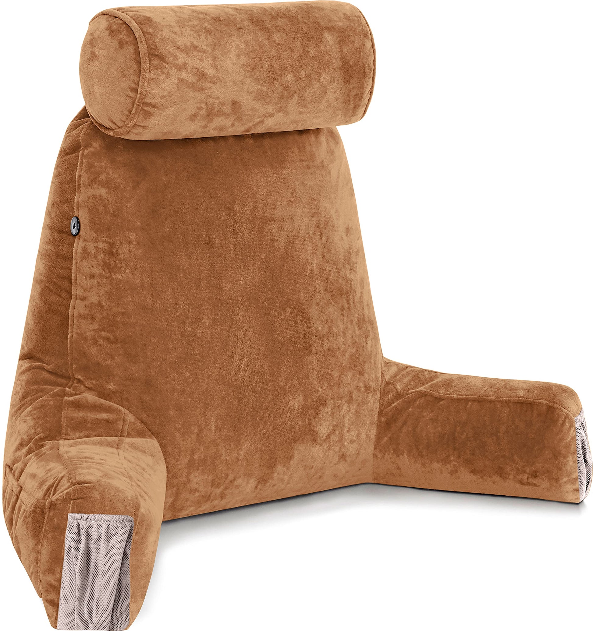Husband Pillow XXL The Original for Adults - 30" Tall Backrest for Sitting Up in Bed - Firm Support Reading & Bed Rest Pillows for Adults, Neck Roll, Removable Cover - TV - Dark Grey