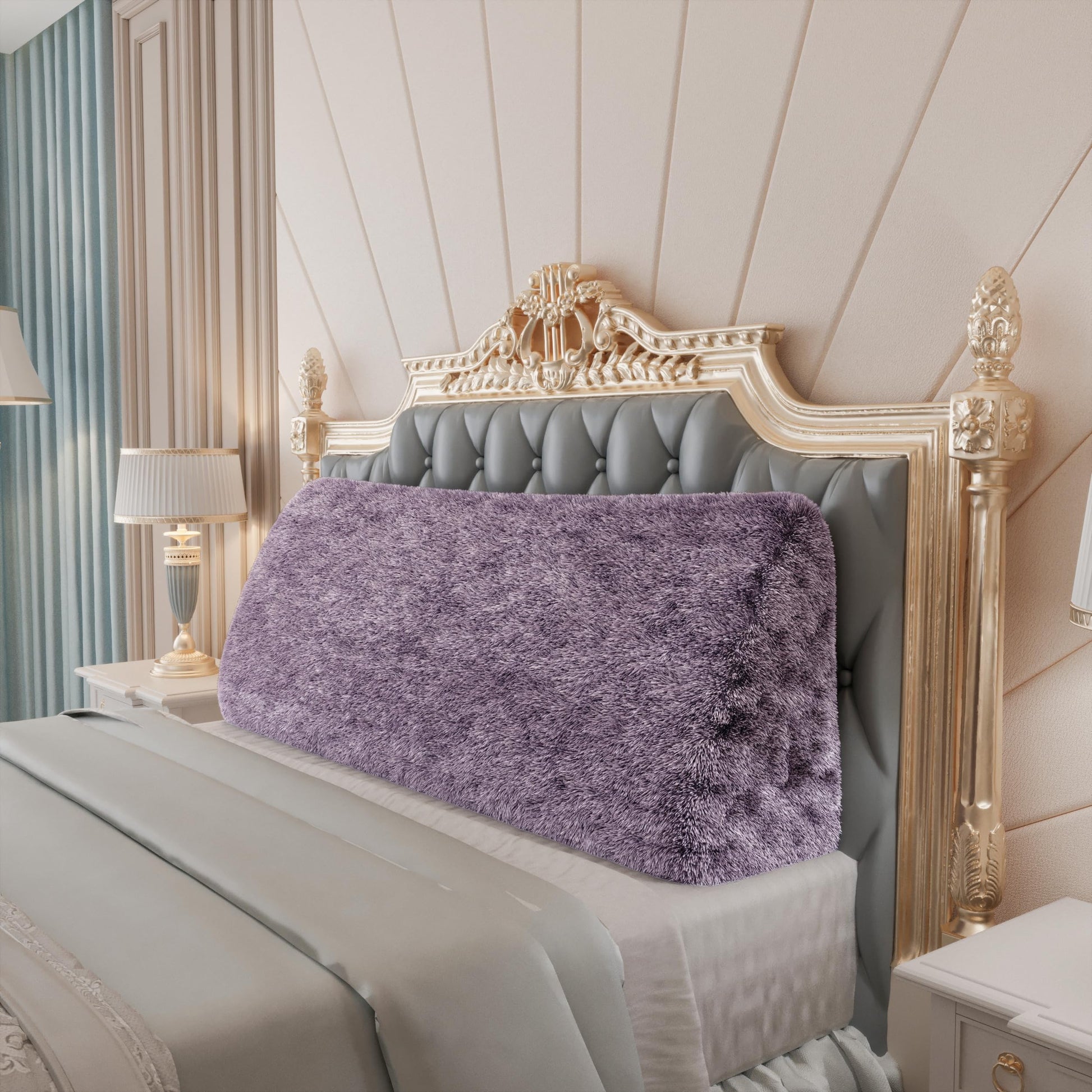 11 lbs Thickened Queen Headboard Pillow for Sitting Up in Bed, Back Support Reading Pillow with Side Pocket and Velvet Removable Cover, Triangular Large Wedge Headboard Pillow
