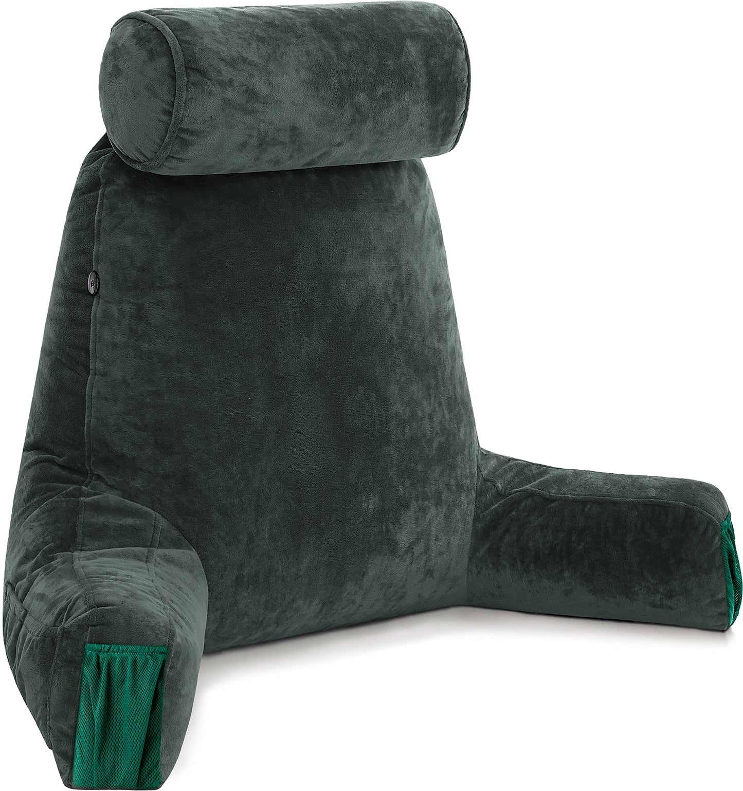 Husband Pillow XXL The Original for Adults - 30" Tall Backrest for Sitting Up in Bed - Firm Support Reading & Bed Rest Pillows for Adults, Neck Roll, Removable Cover - TV - Dark Grey