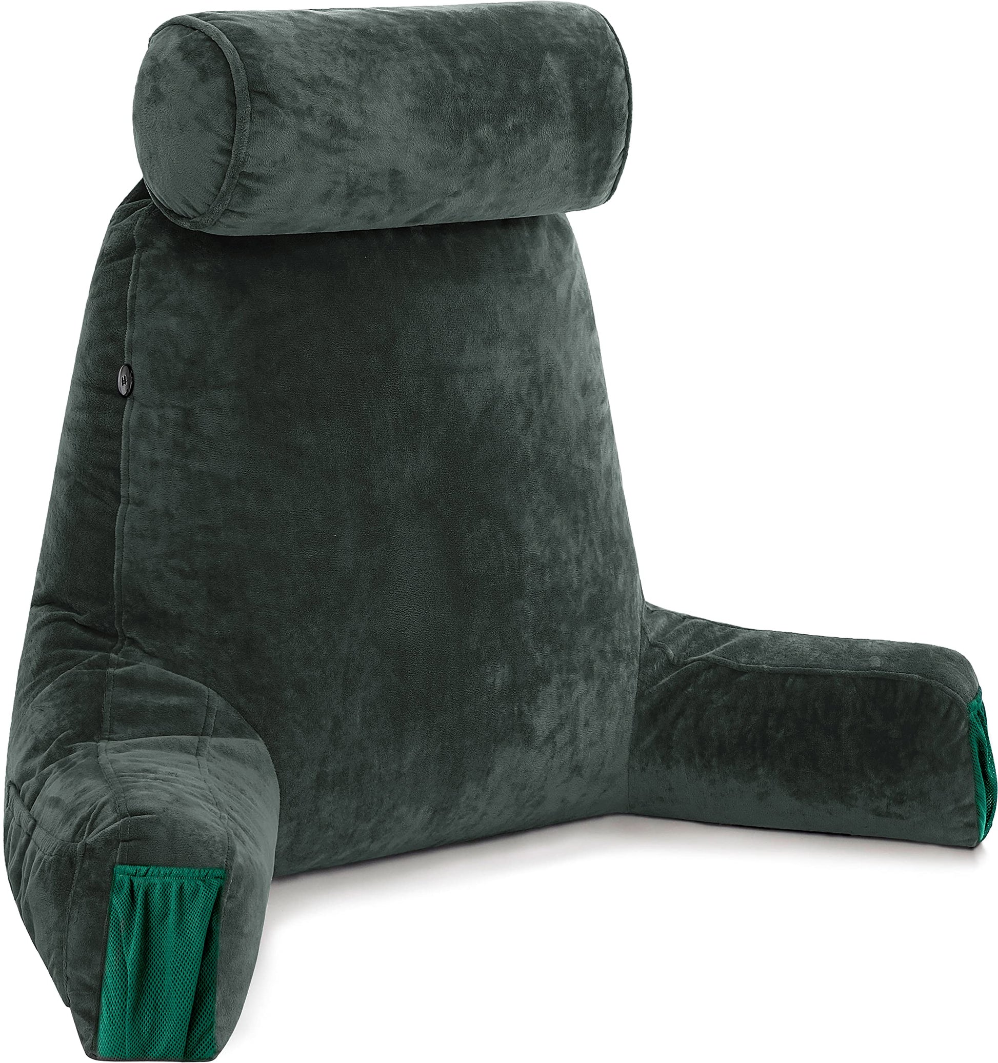 Husband Pillow XXL The Original for Adults - 30" Tall Backrest for Sitting Up in Bed - Firm Support Reading & Bed Rest Pillows for Adults, Neck Roll, Removable Cover - TV - Dark Grey